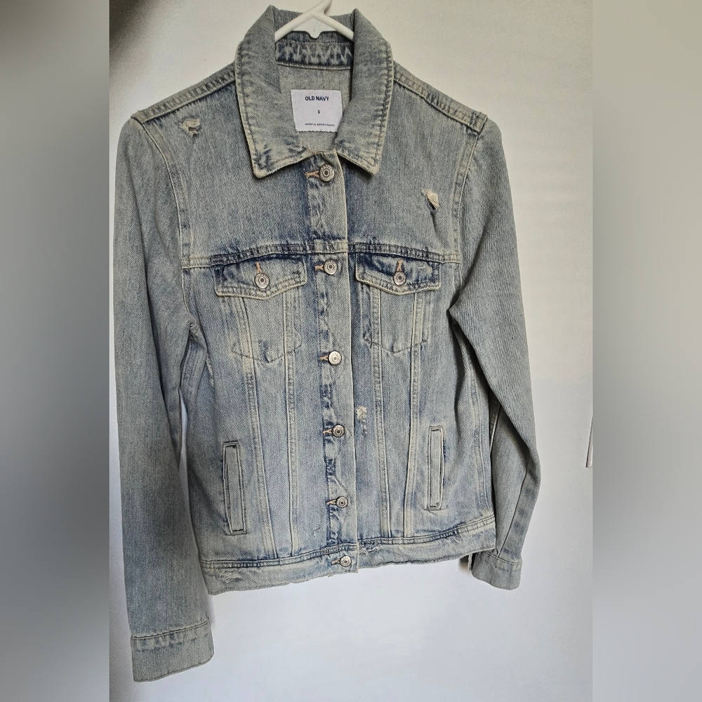 Old Navy Distressed Light Blue Denim Jacket